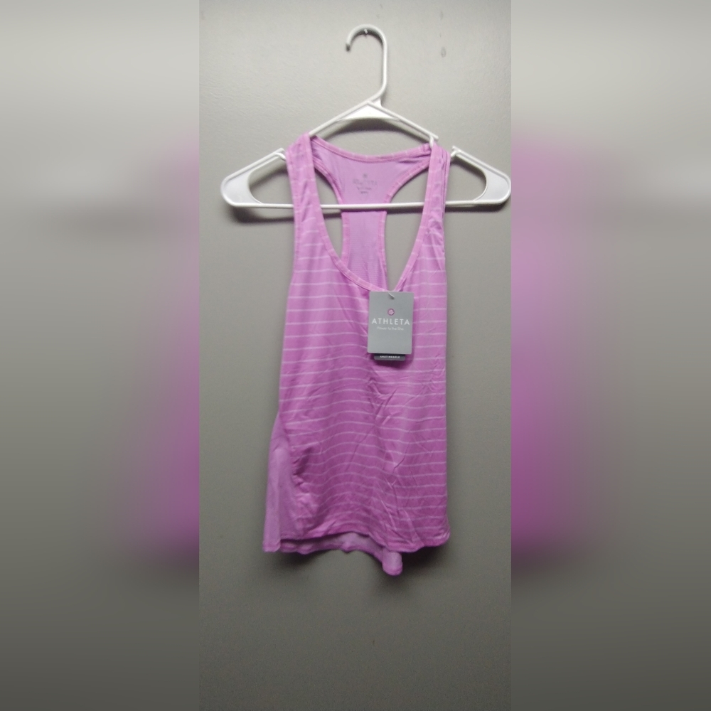 Athleta NWT Pink/Light purple Racerback Jazzy Stripe Chi Tank Top XXS